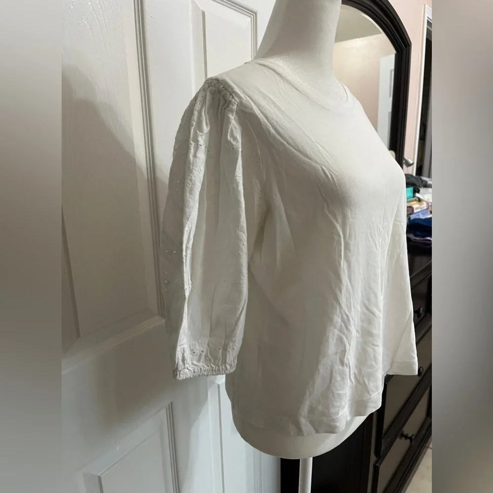 (N) Zara White Puff Sleeve Top